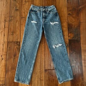 blue wash denim jeans